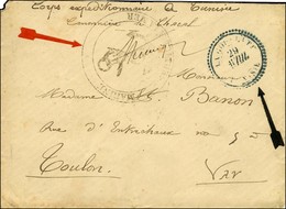 Càd Bleu T 22 LA GOULETTE / TUNISIE Sur Lettre En Franchise Militaire. Au Recto, Grand Cachet MARINE / SERVICE A LA MER  - Sellos De La Armada (antes De 1900)