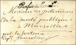 Lettre Avec Texte Daté De Larnaca (Chypre) Le 28 Juin 1823 Pour Marseille, Au Verso Cachet Orné CONSULAT DE FRANCE A LAR - Poste Maritime