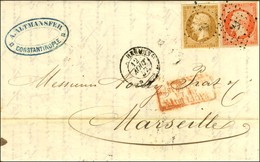 Ancre / N° 13 + 16 Càd HERMUS / * 12 AOUT 57 Sur Lettre De Constantinople Pour Marseille. - TB. - R. - Poste Maritime