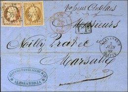 PC 3704 / N° 13 + 16 Càd ALEXANDRIE / EGYPTE Sur Lettre Avec Texte D'Alexandrie Pour Marseille. 1859. - TB. - Otros & Sin Clasificación