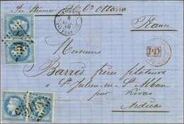 GC 5118 / N° 29 (2 Paires, 1 Pli) Càd YOKOHAMA / Bau FRANCAIS Sur Lettre Pour Privas. 1869. - TB / SUP. - R. - Other & Unclassified