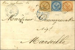 Losange / CG N° 3 + 4 + 5 Càd Bleu GUADELOUPE / BASSE-TERRE Sur Lettre Pour Marseille. 1869. - TB. - R. - Autres & Non Classés