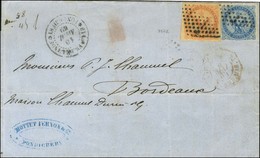 Losange / CG N° 4 + 5 Càd ETABs. FR. DE L'INDE / PONDICHERY  Sur Lettre Pour Bordeaux. 1869. - TB / SUP. - R. - Autres & Non Classés