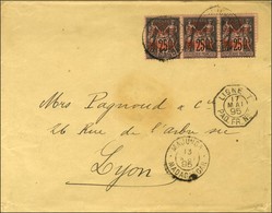 Càd MAJUNGA / MADAGASCAR / Madagascar N° 17 Bande De 3 Sur Lettre Pour Lyon. 1895. - TB / SUP. - Otros & Sin Clasificación