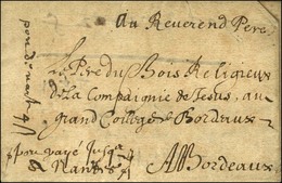 '' Port Payé Jusqu'à Nantes 4 Sols '' Sur Lettre Avec Texte Daté De Paris Pour Bordeaux. 1642. - TB / SUP. - RR. - ....-1700: Précurseurs