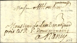 Mention '' Pont à Mousson '' (L N° 6) Sur Lettre Pour Nancy. 1716. - TB / SUP. - 1701-1800: Precursors XVIII