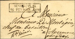 Cachet D'essai Encadré De Février 28 : BESANCON 24 / 16 FEVRIER 1828. - SUP. - R. - Other & Unclassified