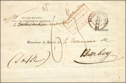 Càd T 15 FONTAINEBLEAU (73) Taxe 6 (mention 8g) Cachet Rouge Encadré D'ordonnance. Très Rare En Double Port. 1859. - TB  - Autres & Non Classés