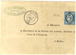 GC 6245 / N° 60 Càd T 17 FLAGNAC (11). 1875. - SUP. - Other & Unclassified