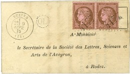 GC 4177 / N° 58 Paire Càd T 17 VEZINS (11) Sur Lettre Avec Texte Daté Au Roucous Pour Rodez. Au Recto, OL. 1875. - SUP. - Other & Unclassified