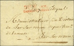 Don E ARM. / SAMBRE ET MEUSE Rouge Sur Lettre Avec Texte Daté D'Aix La Chapelle Le 15 Frimaire An 4 Pour Bar Sur Ornain  - Army Postmarks (before 1900)