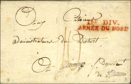 1re Div / ARMEE DU NORD Rouge Sur Lettre Avec Texte Daté '' Au Camp Sous Les Murs Du Quesnoy Le 14 Thermidor An 2 ''. -  - Sellos De La Armada (antes De 1900)