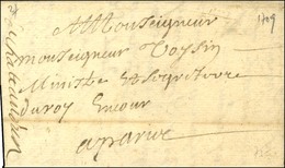 '' Chateaudun '' + '' En Cour '' Sur Lettre Avec Texte Daté De Châteaudun 1709. - TB / SUP. - RR. - Frankobriefe