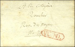 Cachet Encadré Rouge VU, ND (S N° 9646) (cachet De Censure Du Concierge Naudé De La Prison Lazare) Au Recto D'une Lettre - Burgerlijke Brieven Zonder Portkosten