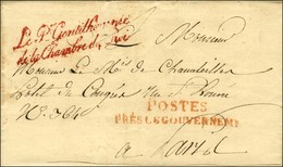 POSTES / PRES LE GOUVERNEMENT Rouge + Franchise Rouge Le Pr Gentilhomme / De La Chambre Du Roi (S. N° 3129) Sur Lettre A - Civil Frank Covers