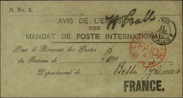 Avis De L'émission D'un Mandat De Poste International Daté De Londres Pour Pau. 1876. - TB / SUP. - Autres & Non Classés