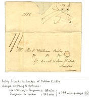 Lettre Avec Texte Daté De Scilly Islands Le 5 Octobre 1830 Pour Londres. Au Recto, Marque Postale SCILLY. - TB. - R. - Other & Unclassified