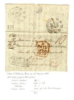 Lettre Avec Texte Daté D'Oxford Pour Paris Le 25 Février 1839. Au Recto, Marque Postale Encadrée PAID / AT / OXFORD. - T - Sonstige & Ohne Zuordnung