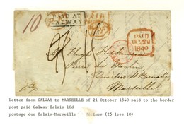 Lettre Avec Texte Daté De Galway Le 21 Octobre 1840 Pour Marseille. Au Recto, Marque Postale Encadreée PAID AT / GALWAY. - Other & Unclassified