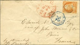 Grille / Etats Unis 30 Cents Orange Sur Lettre Pour Paris. Càd D'entrée Octo Bleu 2 ETATS UNIS PAQ. FR. 2 / BREST. 1869. - Other & Unclassified