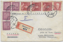 TCHECOSLOVAQUIE - 1932 - LETTRE RECOMMANDEE De OLOMOUC => JUAN LES PINS - Covers & Documents