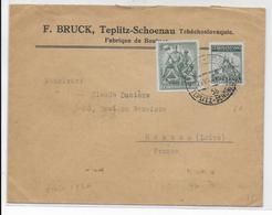 TCHECOSLOVAQUIE - 1937 - ENVELOPPE De TEPLITZ => ROANNE - Covers & Documents