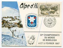 RC 9864 TCHECOSLOVAQUIE JEUX OLYMPIQUES DE GRENOBLE 1968 CARTE MAXIMUM 1er JOUR FDC TB - FDC