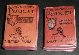 Rare Lot 2 Anciens Livres Miniatures, Dictionnaire, Dictionnaires HATIER 1960's Français-Anglais/Anglais-Français Poucet - Wörterbücher