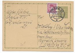TCHECOSLOVAQUIE - 1937 - CARTE ENTIER POSTAL De PRAGUE => LONDON - Postcards