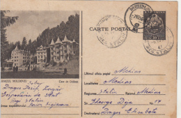 ERRORS, IMAGE SHIFTED, SLANIC MOLDOVA HOTELS, PC STATIONERY, ENTIER POSTAL, 1954, ROMANIA - Abarten Und Kuriositäten