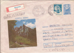ERRORS, SHIFTED IMAGE, BICAZ GORGES, REGISTERED COVER STATIONERY, ENTIER POSTAL, 1988, ROMANIA - Errors, Freaks & Oddities (EFO)