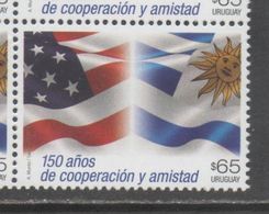 URUGUAY, 2017, MNH, 150 YEARS OF FRIENDSHIP AND COOPERATION WITH THE USA, FLAGS, 1v - Francobolli