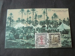 1928 BEAUTIFUL POSTCARD OF LIBYA + BEAUTIFULS POSTAGESTAMPS / BELLISSIMA CARTOLINA + BEI FRANCOBOLLI - Libya