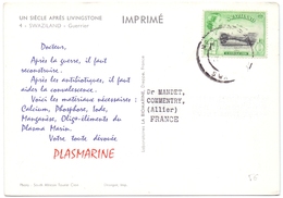 Carte Plasmarine Pub Biomarine Swaziland Guerrier Un Siecle Apres Livingstone - Swasiland (...-1967)