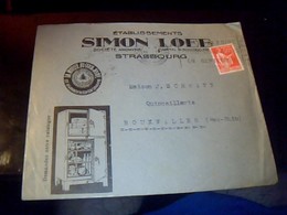 Publicité Flamme  Enveloppe A Entete Simon Loeb Electro Menager  A Strasboug  Annee 1936 Flame  Foire Europ Strasbourg.. - Lettere