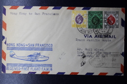 Hong Kong : First Flight Hong Kong -> San Fransisco FAM 14 , 29 April 1937  3 Color Franking - Briefe U. Dokumente