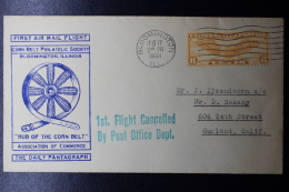 USA  First Flight Corn Belt Philatelic Society, Bloomington Ill. Hub Of The Cornbelt Feb 17 1938 Daily Pantgraph - Brieven En Documenten