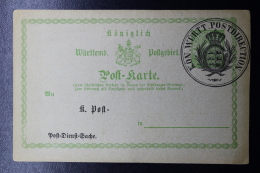 Württemberg  Dienst Sache Postkarten Postamt 6-7-1878 - Postal  Stationery