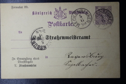 Württemberg  Karte Strassenmeisteramt Formular 89    1890 - Ganzsachen
