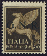 ITALY ITALIA REPUBBLICA SOCIALE 1944 50 C. POSTA AEREA BRESCIA (SASS. 118/I) INTEGRO OFFERTA! - Luftpost