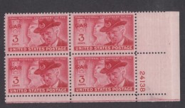 Sc#985 Plate # Block Of 4, US Civil War Union Soldier & GAR Veteran, MNH 1949 Issue US Postage Stamps - Plate Blocks & Sheetlets