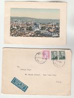 1949 Galata TURKEY Stamps  COVER  With CHRISTMAS CARD ISTANBUL Pic  To USA Airmail Label - Covers & Documents