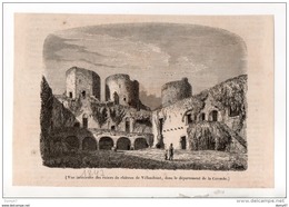 33 - GRAVURE . VUE INTÉRIEURE DES RUINES DU CHÂTEAU DE VILLANDRAUT - Réf. N°280F - - Prints & Engravings