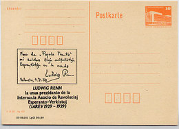 DDR P86II-48-89 C74 Privater Zudruck ESPERANTO LUDWIG RENN Leipzig 1989 - Postales Privados - Nuevos