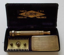 - Ancien Rasoir En Métal - Gillette - Avec Son Coffret - - Accessoires