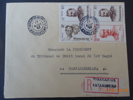 Lettre De Tananarive A Destination De Manjakandriana (Madagascar) 1953 En Recommande - Covers & Documents