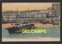 DF / ALGERIE / ALGER / PANORAMA ET TRANSATLANTIQUE DANS LE PORT / CIRCULÉE EN 1920 - Alger