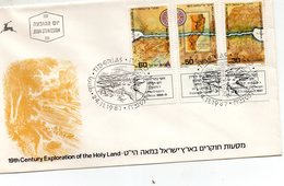 ISRAEL FDC 1ER JOUR 24/11/1987 TIMBRE N° 1017/1018/1019 EXPLORATION DE LA VALLEE DU JOURDAIN - Usados (con Tab)