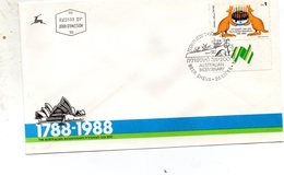 ISRAEL FDC 1ER JOUR 26/11/1988 TIMBRE N° 1011 BICENTENAIRE DE L' AUSTRALIE - Usados (con Tab)