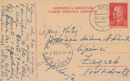Yugoslavia - Stationery Odgovor Reponse Sent From Graz Austria 1956 - Entiers Postaux